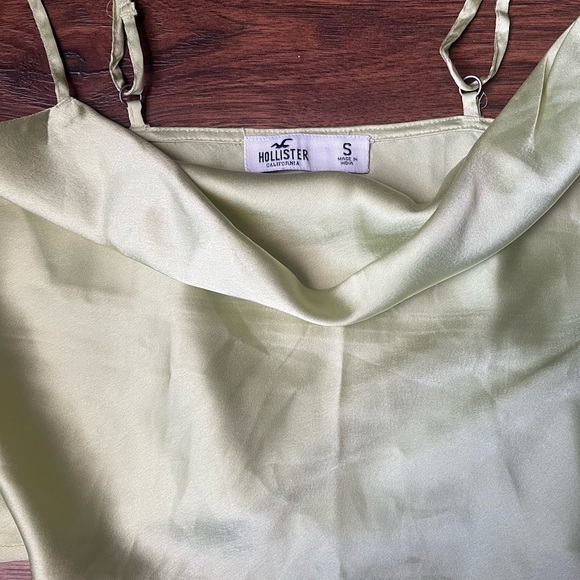 Hollister Women Small Green Cami Crop Top Satin Preppy Colourful Going Out - Picture 2 of 6
